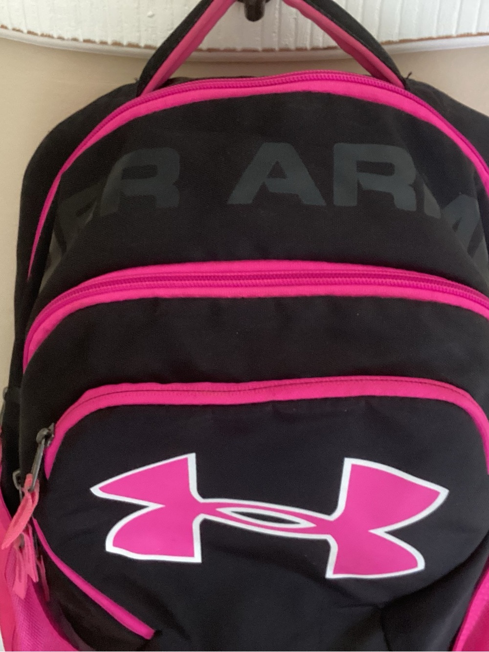 Under Armour Black and Hot Pink Logo Storm1 Backpack - Picture 3 of 5